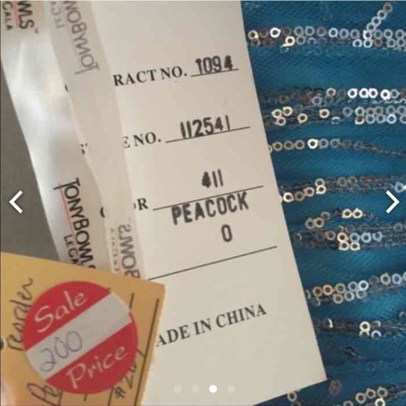 Tony Bowls Blue Peacock Prom Dress - Picture 4 of 4